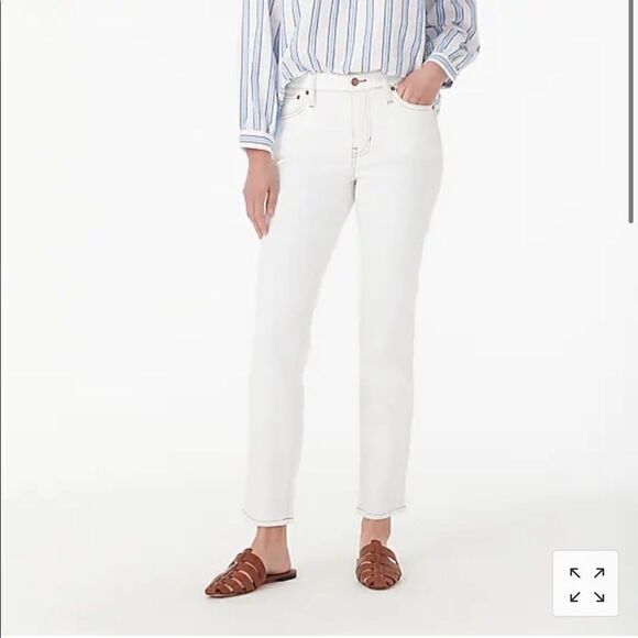 J.Crew 9" vintage straight jean white gold stitch* - Picture 5 of 6